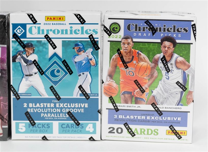 Lot of (6) Sealed Retail Baseball & Football Boxes w. 2022 Panini Chronicles