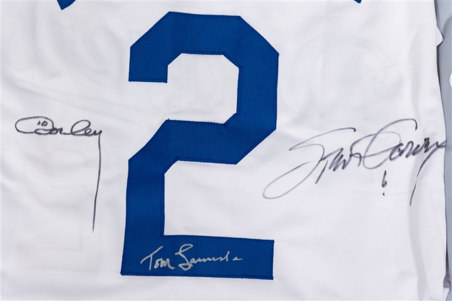 Lot with (2) Signed Los Angeles Dodgers jerseys inc. HOFer Lasorda, Garvey, Cey (+JSA Auction Letter)