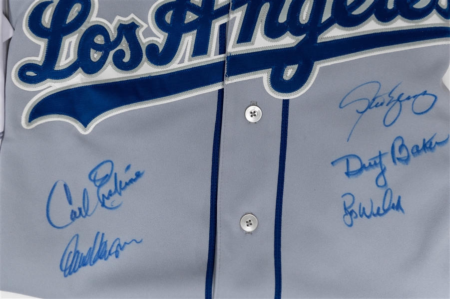 Lot with (2) Signed Los Angeles Dodgers jerseys inc. HOFer Lasorda, Garvey, Cey (+JSA Auction Letter)