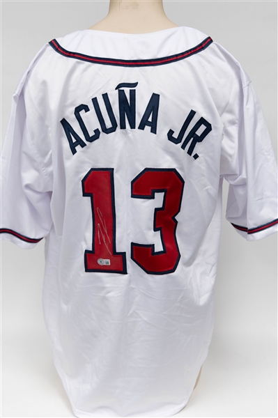 Custom Ronald Acuna Jr Signed #13 Braves Jersey - Beckett COA