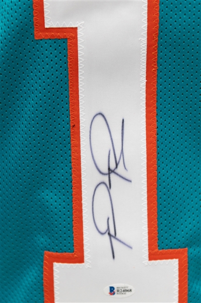 Tua Tagovailoa Custom Miami Dolphin Signed Football Jersey - Beckett COA