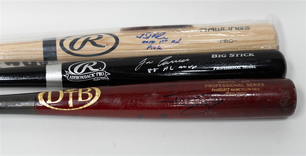 Lot of (3) Signed Baseball Bats w. Jose Conseco, Jarred Kelenic JSA COA, Jonny Gomes JSA COA  (+JSA Auction Letter)  