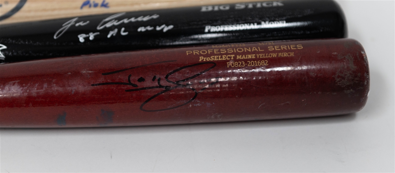 Lot of (3) Signed Baseball Bats w. Jose Conseco, Jarred Kelenic JSA COA, Jonny Gomes JSA COA  (+JSA Auction Letter)  