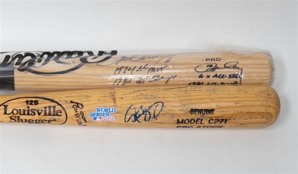 Lot of (2) Signed Baseball Bats by HOFers Steve Garvey, Ron Cey & Steve Yeager (+JSA Auction Letter)