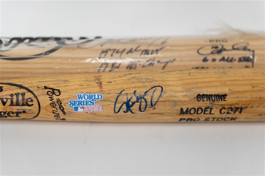 Lot of (2) Signed Baseball Bats by HOFers Steve Garvey, Ron Cey & Steve Yeager (+JSA Auction Letter)