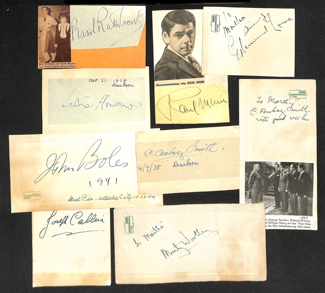 Lot of (15) Movie Actor Cardboard Cut Autographs w. Basil Rathbone & Leslie Howard