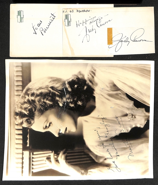 Lot of (10) Movie Actresses Cardboard Cut Autographs w. (3) Lana Turner