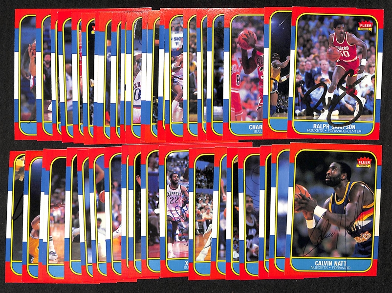 Lot of (40+) Signed 1986-87 Fleer Basketball Cards inc. Ralph Sampson, Maurice Cheeks, Charles Oakley, (2) Paul Pressey, + (JSA Auction Letter)