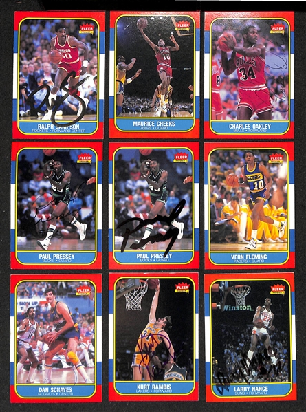 Lot of (40+) Signed 1986-87 Fleer Basketball Cards inc. Ralph Sampson, Maurice Cheeks, Charles Oakley, (2) Paul Pressey, + (JSA Auction Letter)