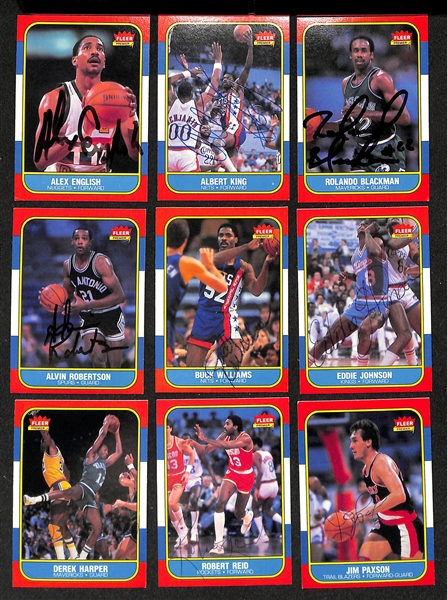 Lot of (40+) Signed 1986-87 Fleer Basketball Cards inc. Ralph Sampson, Maurice Cheeks, Charles Oakley, (2) Paul Pressey, + (JSA Auction Letter)