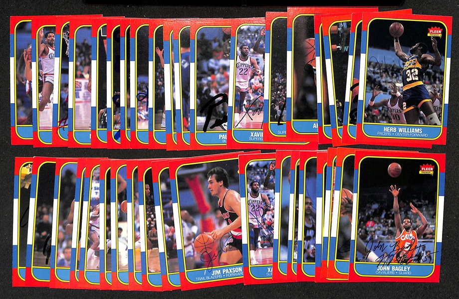 Lot of (40) Signed 1986-87 Fleer Basketball Cards inc. Herb Williams, Rolando Blackman, Larry Nance, + (JSA Auction Letter)