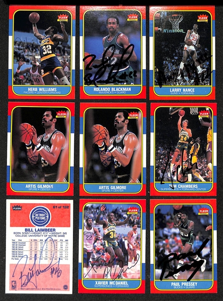 Lot of (40) Signed 1986-87 Fleer Basketball Cards inc. Herb Williams, Rolando Blackman, Larry Nance, + (JSA Auction Letter)