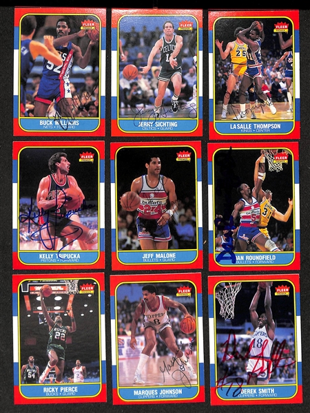 Lot of (40) Signed 1986-87 Fleer Basketball Cards inc. Herb Williams, Rolando Blackman, Larry Nance, + (JSA Auction Letter)