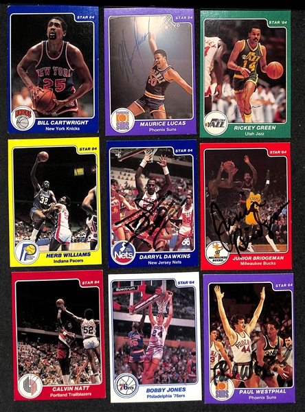 Lot of (30+) Signed 1983-84 Star Basketball Cards inc. Bill Cartwright, Maurice Lucas, Rickey Green. Herb Williams, + (JSA Auction Letter)