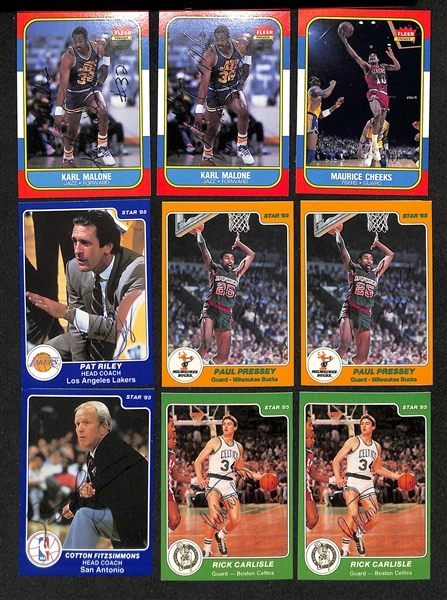 Lot of (30+) Signed 1980s Star + Fleer Basketball Cards inc. (2) Karl Malone, Maurice Cheeks, Pat Riley, + (JSA Auction Letter)