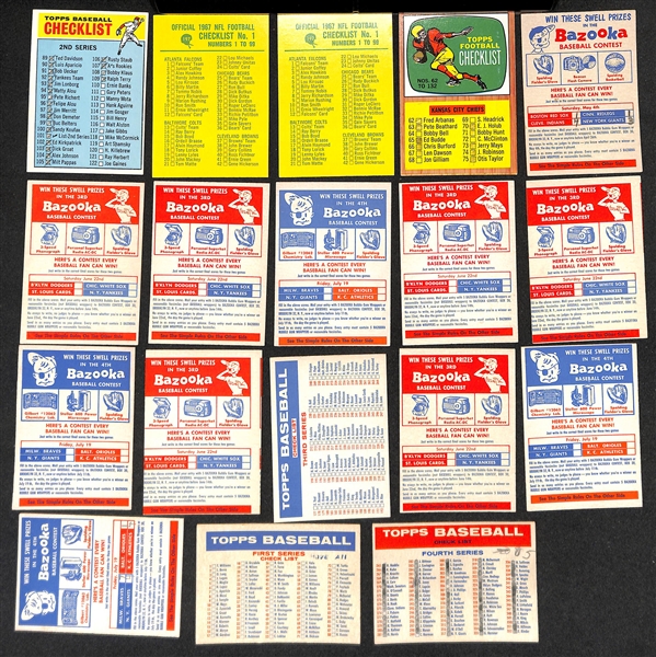 Lot of (18) Vintage Baseball + Football Checklist and Promotional Cards