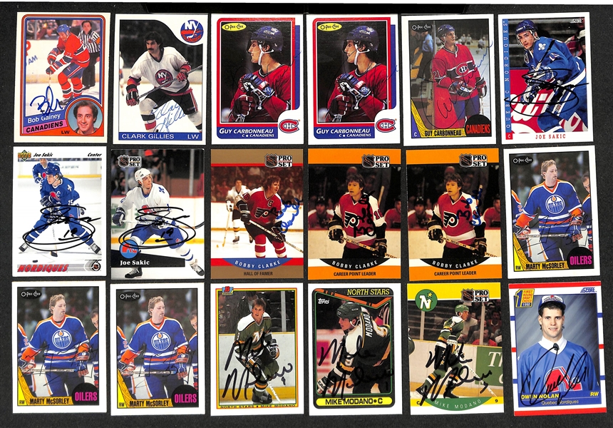 Lot of (350+) Signed Hockey Cards inc. (4) Mark Recchi, (3) Bobby Clarke, (3) Marty McSorley, (4) Rob Blake, + (JSA Auction Letter)