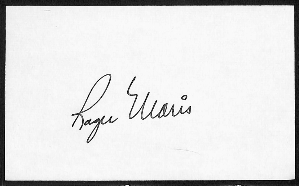 Roger Maris Signed Index Card (JSA Auction Letter)