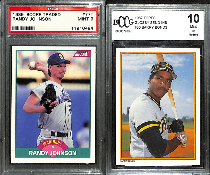 Lot of (180+) Sportscards from 1986-2021 & (9) 1954 Topps World of Wheels Cards w. 1989 Score Traded Randy Johnson PSA 9