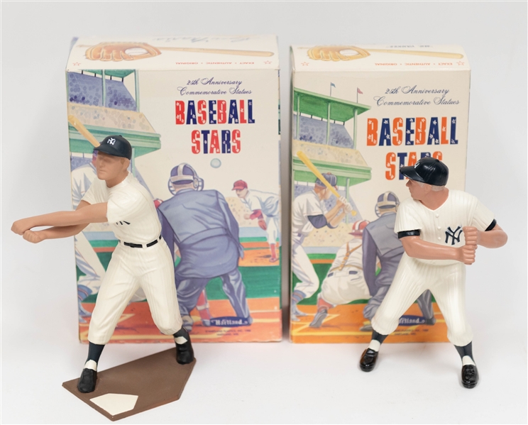 Lot of (2) 1988 Hartland 25th Anniversary Edition Statues of Mickey Mantle & Roger Maris In Original Box