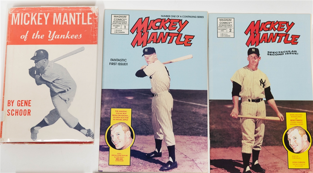 Lot of (9) Mickey Mantle Programs/Pamphlets/Books/Brochures w. 1965 Mickey Mantle Day Program