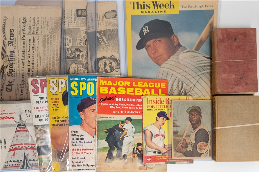 Lot of (12) Sports Magazines/Books/Paper Publications w. 1961 Sport Magazine w. DiMaggio & Mantle on Cover