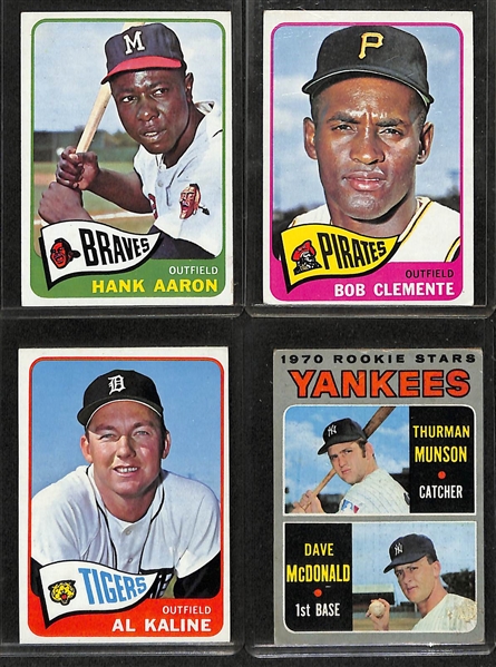 Lot of (75) Mostly Topps Baseball Cards From 1965-1970 w. 1965 Topps Hank Aaron & 1965 Topps Bob Clemente