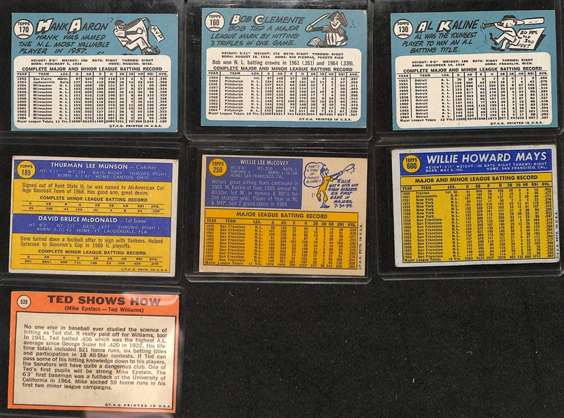 Lot of (75) Mostly Topps Baseball Cards From 1965-1970 w. 1965 Topps Hank Aaron & 1965 Topps Bob Clemente