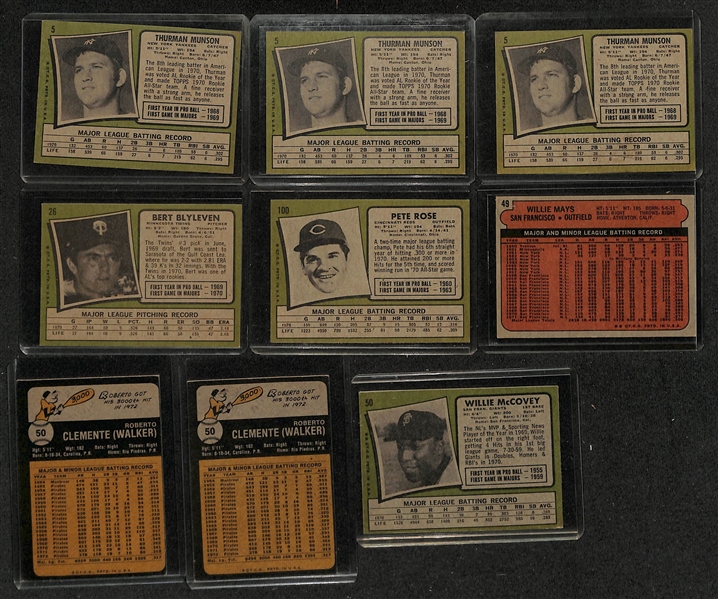 Lot of (90) Topps 1971-1977 w. (3) 1971 Topps Thurman Munson