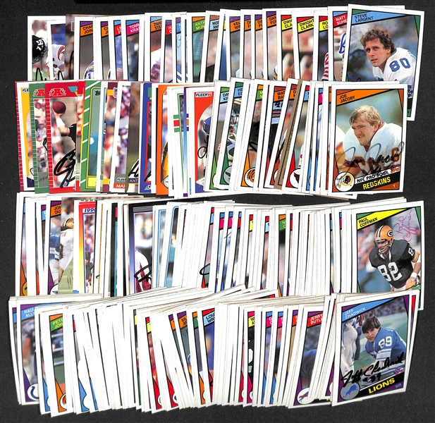 Lot of (200+) Signed Football Cards inc. Steve Largent, Matt Suhey, Ronnie Lott, (2) Dwight Clark, (2) Dan Fouts, + (JSA Auction Letter)