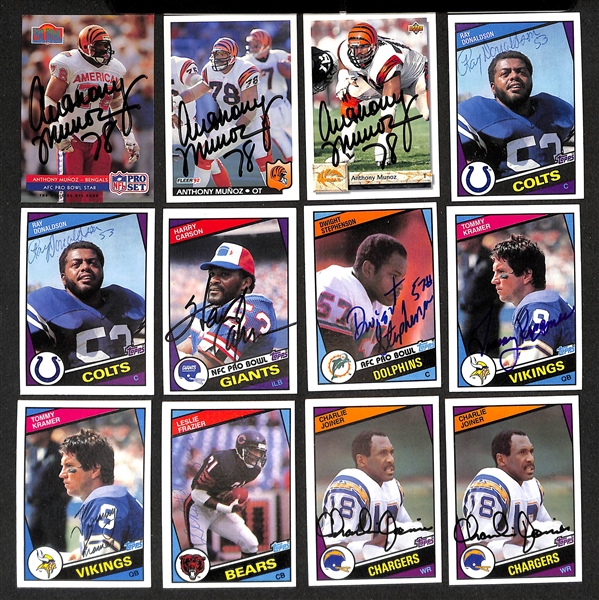 Lot of (200+) Signed Football Cards inc. Steve Largent, Matt Suhey, Ronnie Lott, (2) Dwight Clark, (2) Dan Fouts, + (JSA Auction Letter)