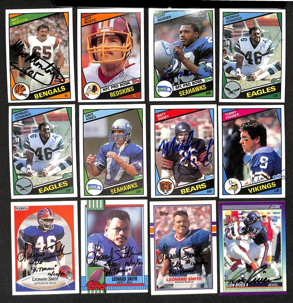 Lot of (200+) Signed Football Cards inc. Steve Largent, Matt Suhey, Ronnie Lott, (2) Dwight Clark, (2) Dan Fouts, + (JSA Auction Letter)