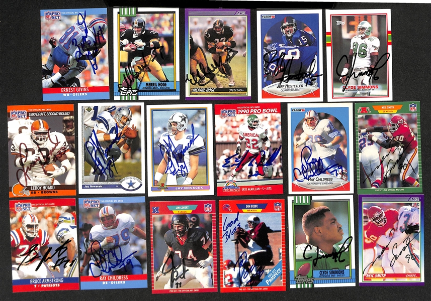 Lot of (350+) Signed Football Cards inc. (2) Junior Seau, Jim Langer, (2) Clay Matthews, (3) Andre Reed, (2) Jeff Bostic, + (JSA Auction Letter)