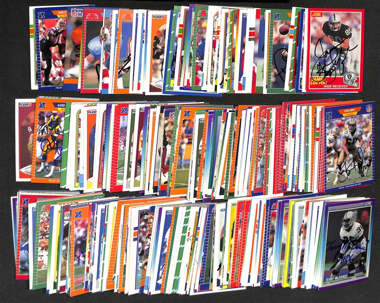 Lot of (350+) Signed Football Cards inc. (2) James Lofton, (4) Phil Sims, Junior Seau, Buddy Ryan, Rodney Holman, (6) Steve Grogan, + (JSA Auction Letter)