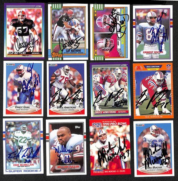 Lot of (350+) Signed Football Cards inc. (2) James Lofton, (4) Phil Sims, Junior Seau, Buddy Ryan, Rodney Holman, (6) Steve Grogan, + (JSA Auction Letter)