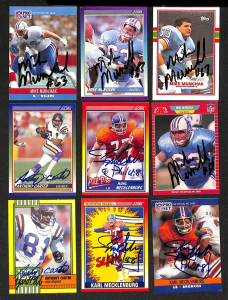 Lot of (350+) Signed Football Cards inc. (2) James Lofton, (4) Phil Sims, Junior Seau, Buddy Ryan, Rodney Holman, (6) Steve Grogan, + (JSA Auction Letter)