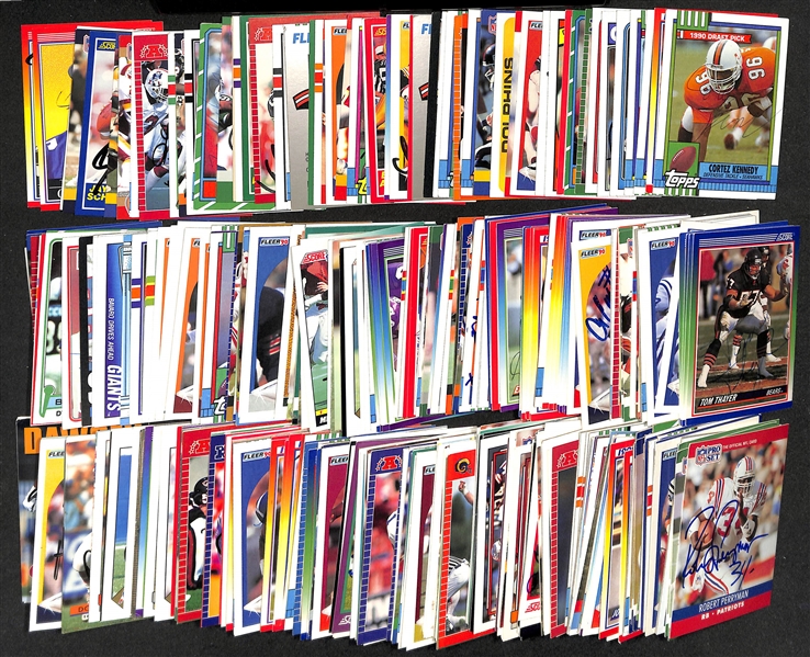 Lot of (350+) Signed Football Cards inc. (2) Cortez Kennedy, (2) Junior Seau, (2) Phil Sims, (2) Doug Williams, (2) Charles Mann, (2) Dwight Clark, + (JSA Auction Letter)