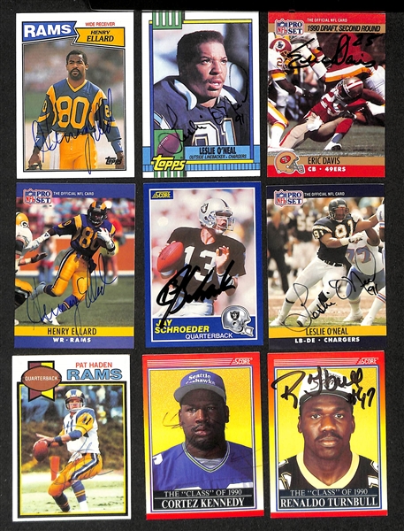 Lot of (350+) Signed Football Cards inc. (2) Cortez Kennedy, (2) Junior Seau, (2) Phil Sims, (2) Doug Williams, (2) Charles Mann, (2) Dwight Clark, + (JSA Auction Letter)