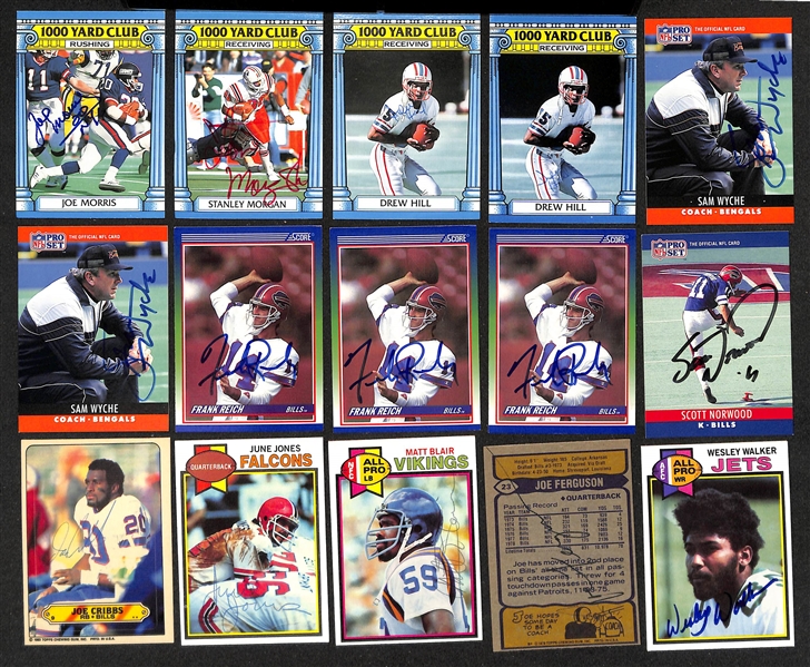 Lot of (200+) Signed Football Cards inc. (2) Earl Campbell, Stanley Morgan, Joe DeLamielleure, John Stallworth, Al Toon, (2) Steve Largent, + (JSA Auction Letter)