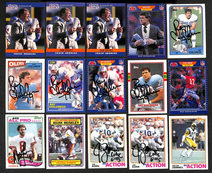 Lot of (200+) Signed Football Cards inc. (2) Earl Campbell, Stanley Morgan, Joe DeLamielleure, John Stallworth, Al Toon, (2) Steve Largent, + (JSA Auction Letter)