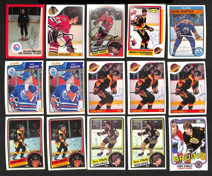 Lot of (200+) Signed Hockey Cards inc. (19) Lanny McDonald, Dennis Maruk, (4) Dan Quinn, (5) Bill Barber, + (JSA Auction Letter)