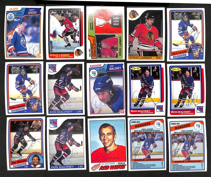 Lot of (200+) Signed Hockey Cards inc. (19) Lanny McDonald, Dennis Maruk, (4) Dan Quinn, (5) Bill Barber, + (JSA Auction Letter)