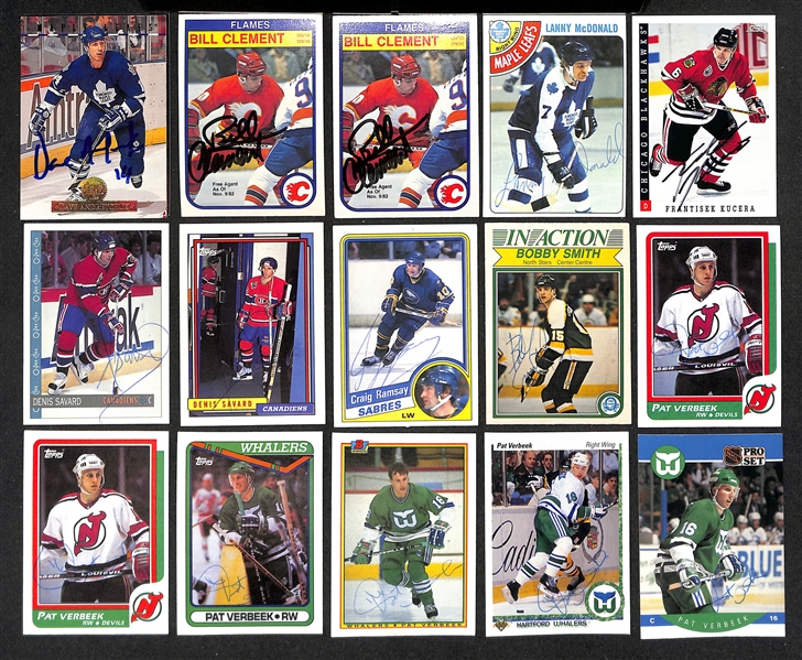 Lot of (350+) Signed Hockey Cards inc. (3) Brad Park, (2) Ed Olczyk, (2) Lanny McDonald, (4) Jocelyn Lemieux, (2) Bob Errey, + (JSA Auction Letter) 