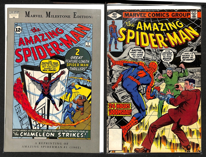 Lot of (7) Amazing Spider-Man Comics w. Issues 144, Marvel Milestone 1, 192, 55, Annual 12, 36, and 8.