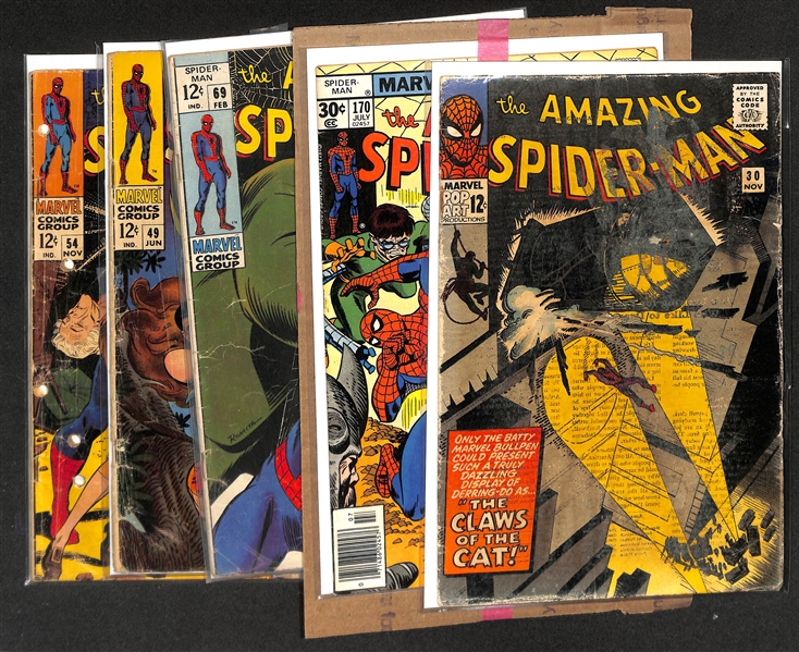 Lot of (5) Amazing Spider-Man Comics w. Issues 170, 30, 69, 49, 54