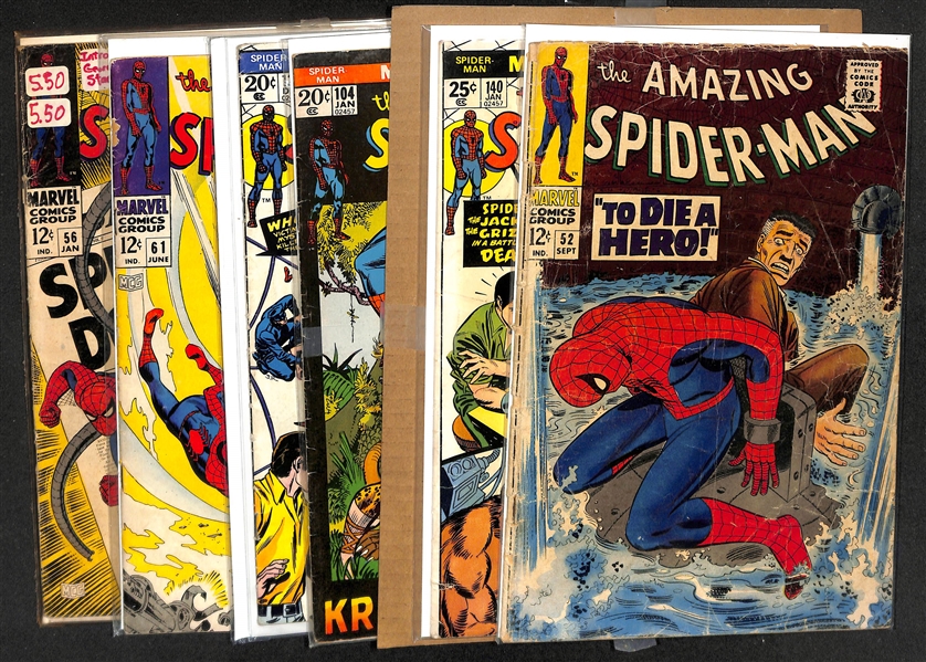 Lot of (6) Amazing Spider-Man Comics w. Issues 52, 140, 104, 127, 61, 56