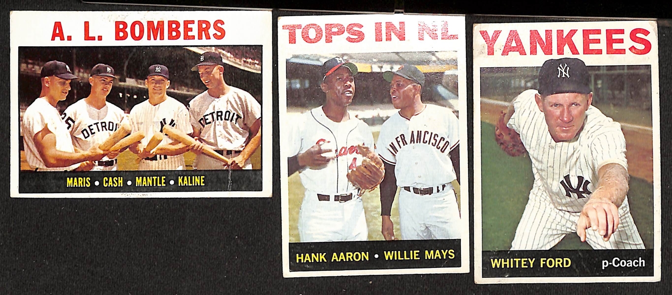 Lot of (600+) Assorted Topps Baseball Cards from 1957-1971 w. 1964 AL Bombers (Mantle/Maris)