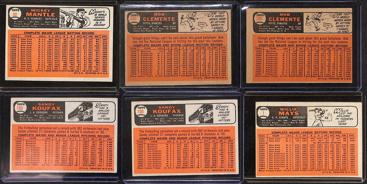 Lot of (700+) 1966 Topps Assorted Baseball Cards w. Mickey Mantle