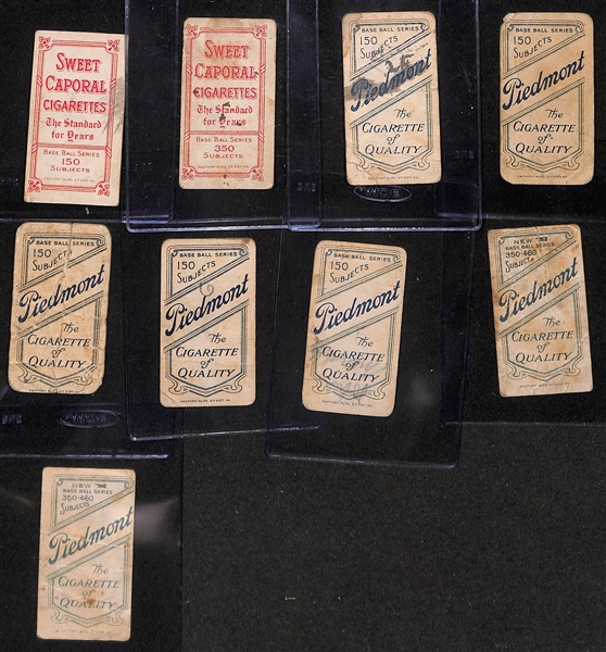  Lot of (9) 1909-11 T206 Tobacco Cards (Sweet Caporal & Piedmont backs) w. Shipke, Washington