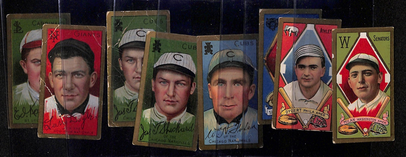  Lot of (8) T205 Tobacco Gold Border Cards (All Piedmont Backs) w. Milan